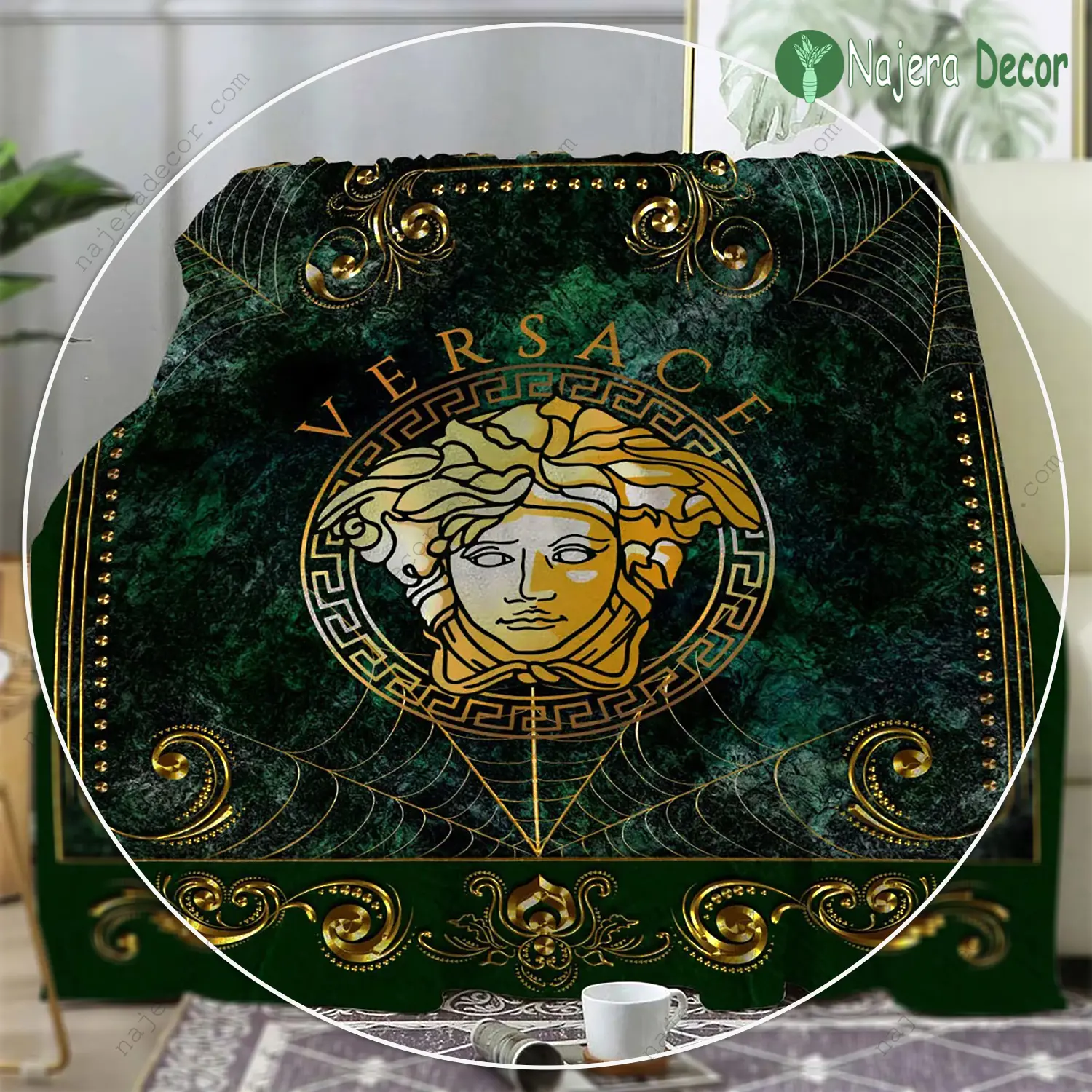 Versace medusa luxury brand premium blanket fleece home decor